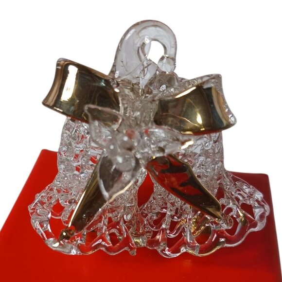 Glass Bell Ornament With Gold Accents & Intricate Design - Elegant Christmas - Picture 2 of 5